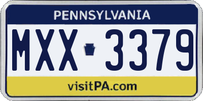 PA license plate MXX3379
