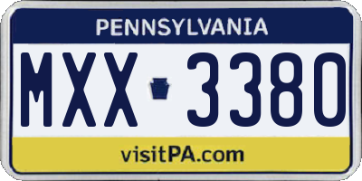 PA license plate MXX3380