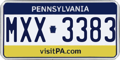 PA license plate MXX3383