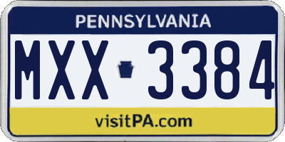 PA license plate MXX3384