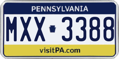 PA license plate MXX3388