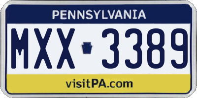PA license plate MXX3389