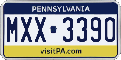 PA license plate MXX3390
