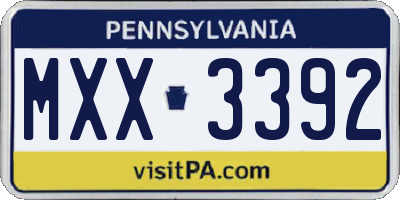 PA license plate MXX3392