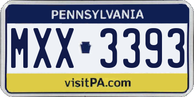PA license plate MXX3393
