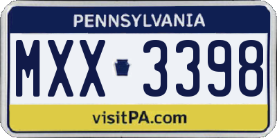 PA license plate MXX3398