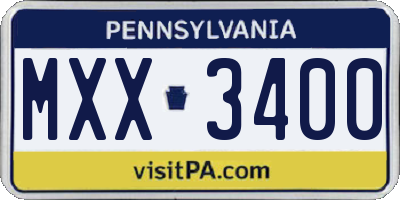 PA license plate MXX3400