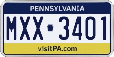 PA license plate MXX3401