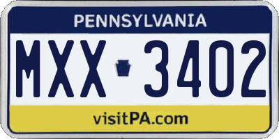 PA license plate MXX3402