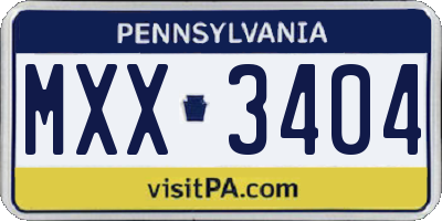 PA license plate MXX3404