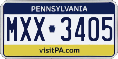 PA license plate MXX3405