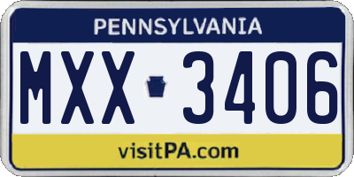 PA license plate MXX3406
