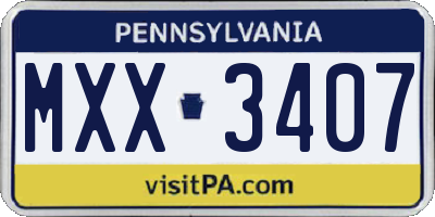 PA license plate MXX3407