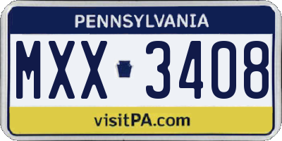 PA license plate MXX3408