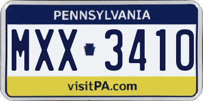 PA license plate MXX3410