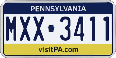 PA license plate MXX3411