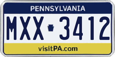 PA license plate MXX3412
