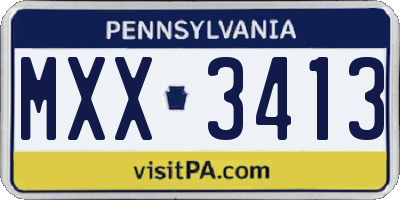 PA license plate MXX3413