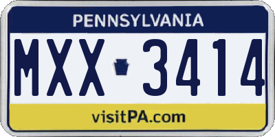 PA license plate MXX3414