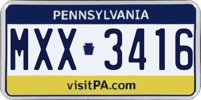 PA license plate MXX3416