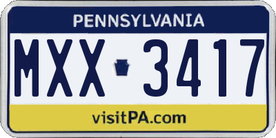 PA license plate MXX3417