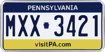 PA license plate MXX3421