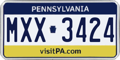 PA license plate MXX3424