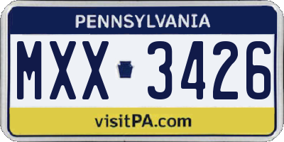 PA license plate MXX3426