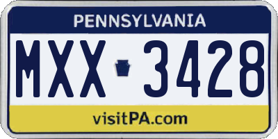 PA license plate MXX3428