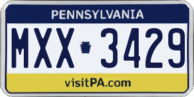 PA license plate MXX3429