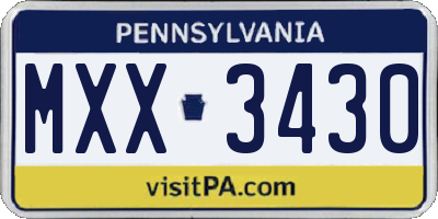 PA license plate MXX3430