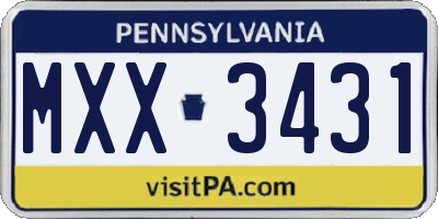 PA license plate MXX3431