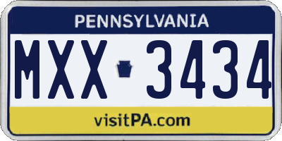 PA license plate MXX3434