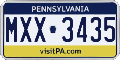 PA license plate MXX3435