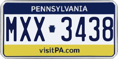 PA license plate MXX3438