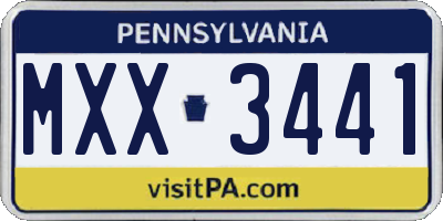 PA license plate MXX3441