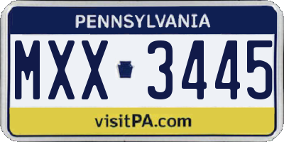 PA license plate MXX3445