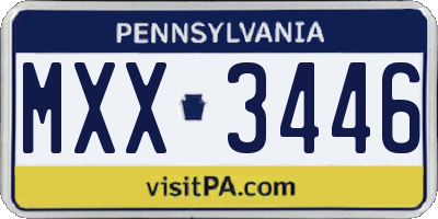 PA license plate MXX3446