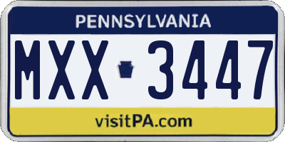 PA license plate MXX3447