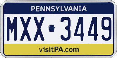 PA license plate MXX3449