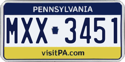 PA license plate MXX3451