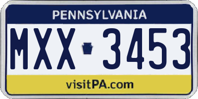 PA license plate MXX3453