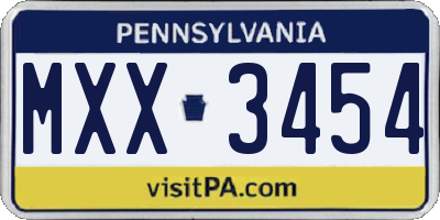 PA license plate MXX3454