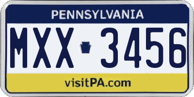 PA license plate MXX3456