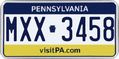 PA license plate MXX3458