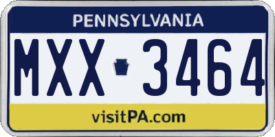PA license plate MXX3464