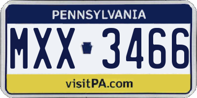 PA license plate MXX3466