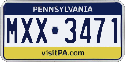 PA license plate MXX3471