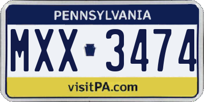 PA license plate MXX3474