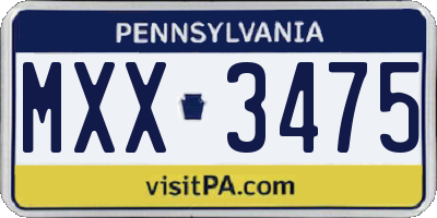 PA license plate MXX3475